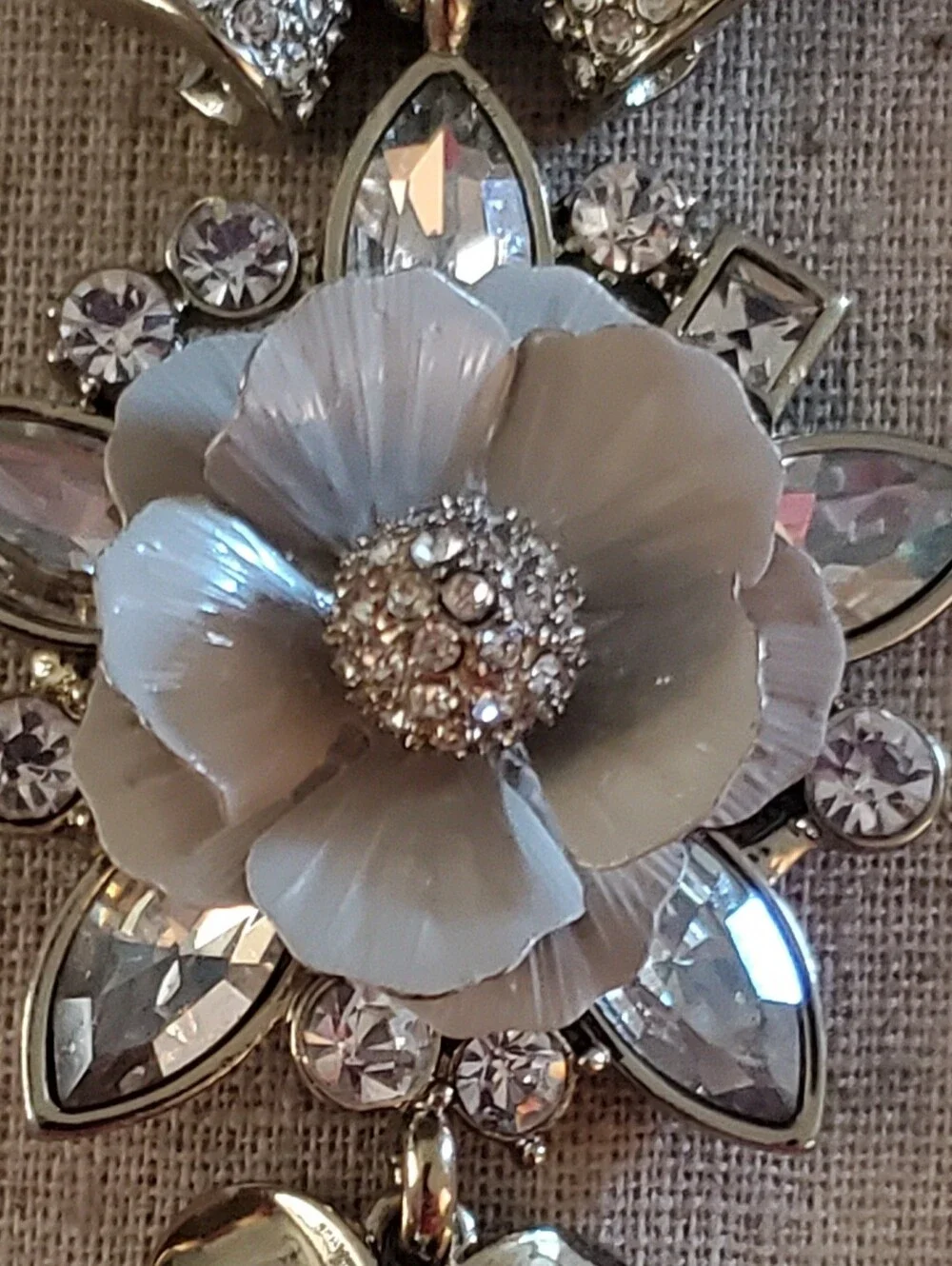 ​WHBM Silver Tone Crystal Rhinestone Floral Bow Statement Toggle Bracelet